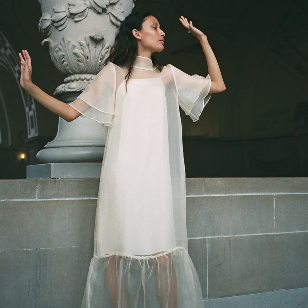 Kamperett Short Silk Slip Ivory - Picture 2 of 3